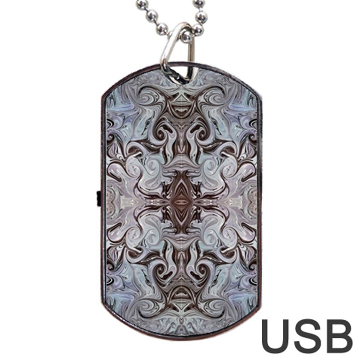 Turquoise Black Arabesque Repeats Dog Tag USB Flash (Two Sides)