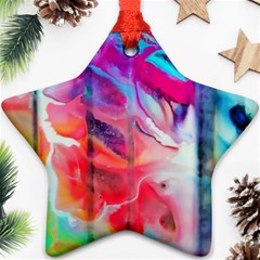 Fluorescent Star Ornament (two Sides) by kaleidomarblingart