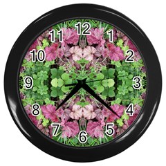 Burgundy Repeats  Wall Clock (black) by kaleidomarblingart