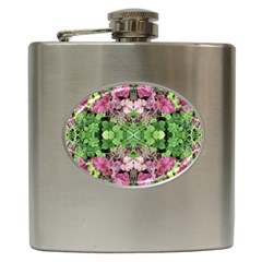 Burgundy Repeats  Hip Flask (6 Oz) by kaleidomarblingart