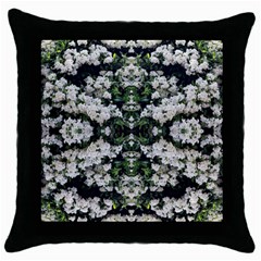 White Bush Repeats Throw Pillow Case (black) by kaleidomarblingart