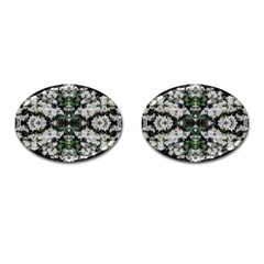 White Bush Repeats Cufflinks (oval)