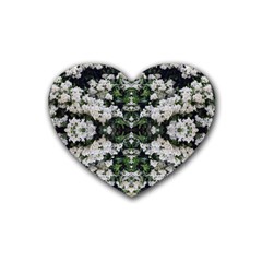 White Bush Repeats Rubber Coaster (heart)  by kaleidomarblingart