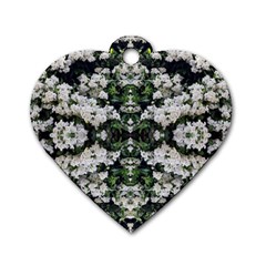 White Bush Repeats Dog Tag Heart (one Side) by kaleidomarblingart