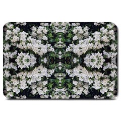 White Bush Repeats Large Doormat  by kaleidomarblingart