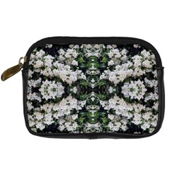 White Bush Repeats Digital Camera Leather Case by kaleidomarblingart