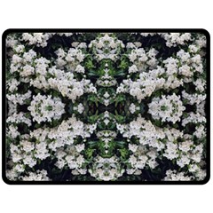 White Bush Repeats Fleece Blanket (large)  by kaleidomarblingart