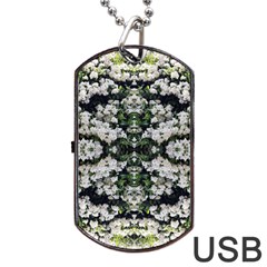 White Bush Repeats Dog Tag Usb Flash (two Sides) by kaleidomarblingart