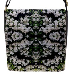 White Bush Repeats Flap Closure Messenger Bag (s) by kaleidomarblingart