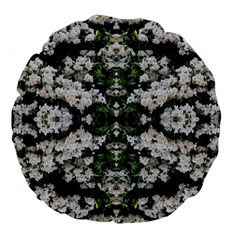 White Bush Repeats Large 18  Premium Flano Round Cushions by kaleidomarblingart