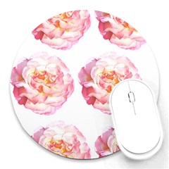 Roses Repeats I Round Mousepads by kaleidomarblingart