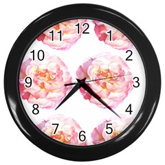 Roses Repeats I Wall Clock (black) by kaleidomarblingart