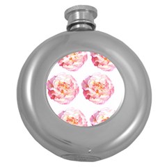 Roses Repeats I Round Hip Flask (5 Oz) by kaleidomarblingart