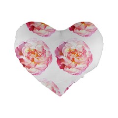 Roses Repeats I Standard 16  Premium Flano Heart Shape Cushions by kaleidomarblingart