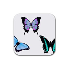 3 Butterflies Rubber Coaster (square)  by SomethingForEveryone