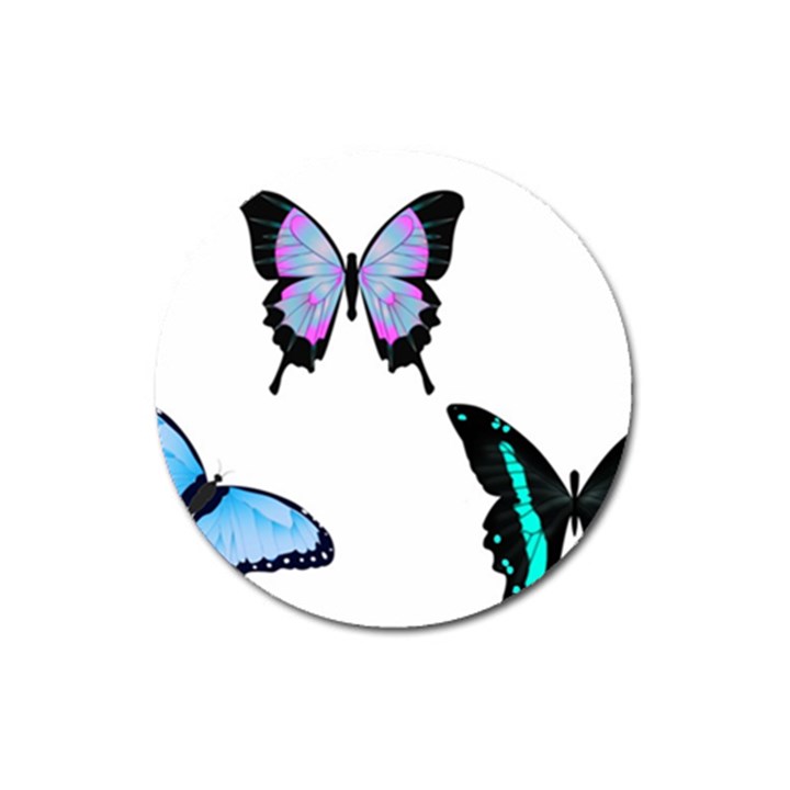 3 Butterflies Magnet 3  (Round)