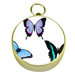 3 Butterflies Gold Compasses by SomethingForEveryone