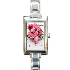 Scattered Roses Rectangle Italian Charm Watch by kaleidomarblingart