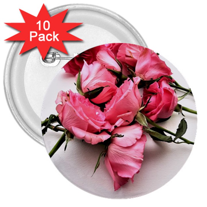 Scattered roses 3  Buttons (10 pack) 