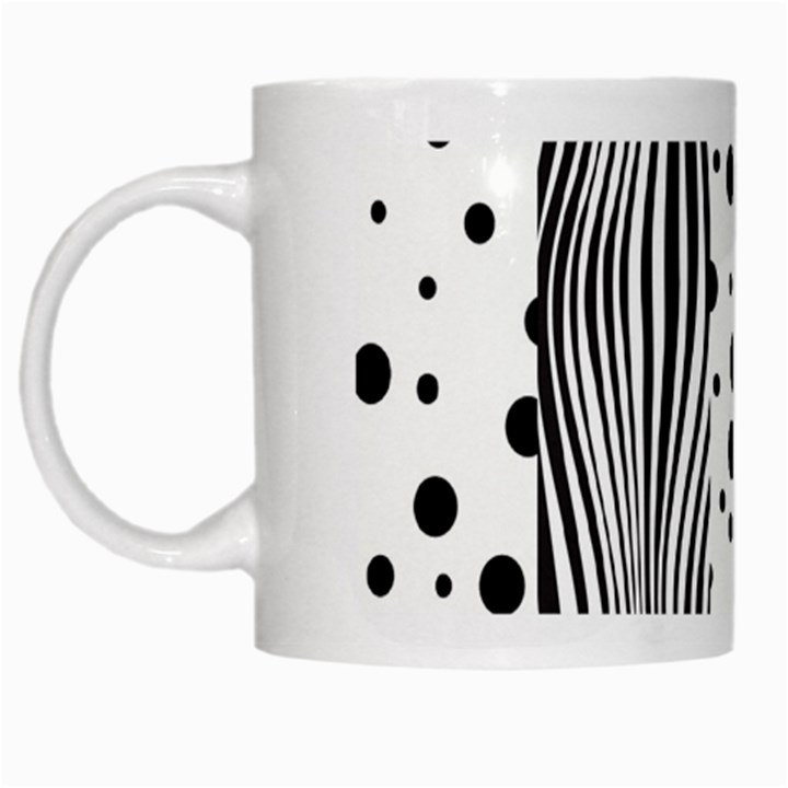 Stripes Black White Pattern White Mugs