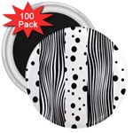 Stripes Black White Pattern 3  Magnets (100 pack) Front