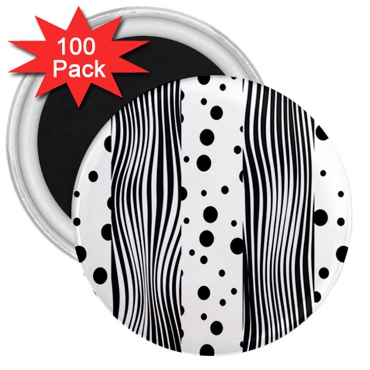 Stripes Black White Pattern 3  Magnets (100 pack)