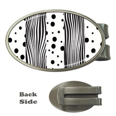 Stripes Black White Pattern Money Clips (oval)  by designsbymallika