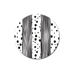 Stripes Black White Pattern Magnet 3  (round) by designsbymallika