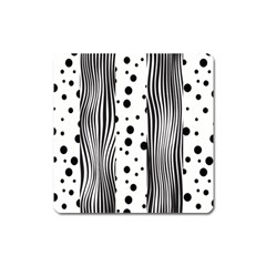 Stripes Black White Pattern Square Magnet by designsbymallika