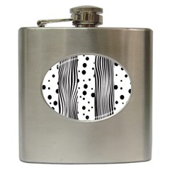 Stripes Black White Pattern Hip Flask (6 Oz) by designsbymallika