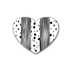 Stripes Black White Pattern Heart Coaster (4 Pack)  by designsbymallika