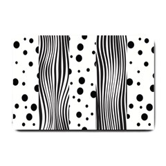 Stripes Black White Pattern Small Doormat  by designsbymallika