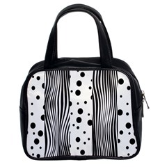 Stripes Black White Pattern Classic Handbag (two Sides) by designsbymallika