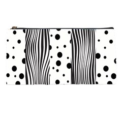 Stripes Black White Pattern Pencil Case by designsbymallika