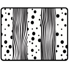 Stripes Black White Pattern Fleece Blanket (medium)  by designsbymallika