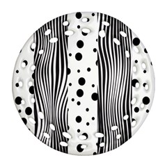 Stripes Black White Pattern Ornament (round Filigree) by designsbymallika