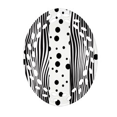 Stripes Black White Pattern Ornament (oval Filigree) by designsbymallika