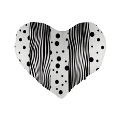 Stripes Black White Pattern Standard 16  Premium Heart Shape Cushions by designsbymallika