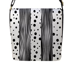 Stripes Black White Pattern Flap Closure Messenger Bag (l) by designsbymallika