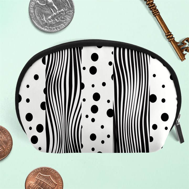 Stripes Black White Pattern Accessory Pouch (Large)