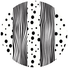 Stripes Black White Pattern Wooden Puzzle Round by designsbymallika