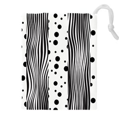 Stripes Black White Pattern Drawstring Pouch (4xl) by designsbymallika