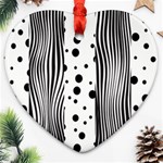 Stripes Black White Pattern Ornament (Heart) Front