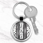 Stripes Black White Pattern Key Chain (Round) Front