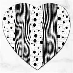 Stripes Black White Pattern Jigsaw Puzzle (heart) by designsbymallika