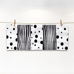 Stripes Black White Pattern Hand Towel by designsbymallika