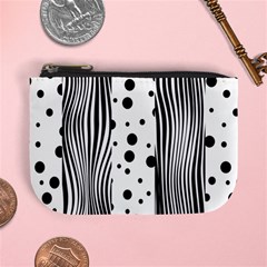 Stripes Black White Pattern Mini Coin Purse by designsbymallika