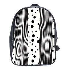 Stripes Black White Pattern School Bag (large) by designsbymallika