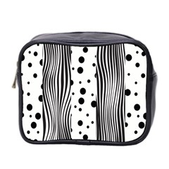 Stripes Black White Pattern Mini Toiletries Bag (two Sides) by designsbymallika