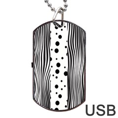 Stripes Black White Pattern Dog Tag Usb Flash (one Side) by designsbymallika